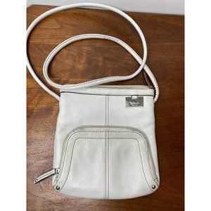 Tignanello White Leather Cross body Bag Purse Handbag Crossbody